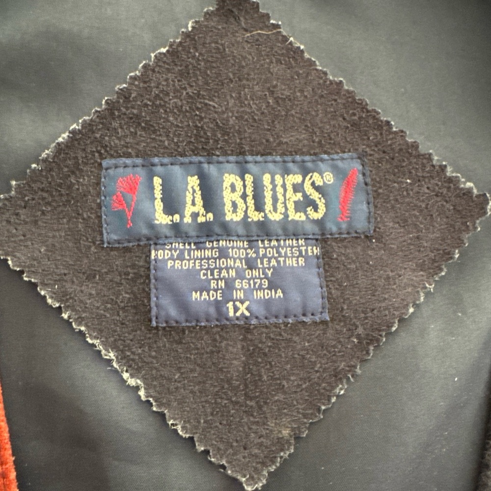 Vintage Leather Patchwork Vest LA Blues Men Size XL Button Front - Picture 2 of 7